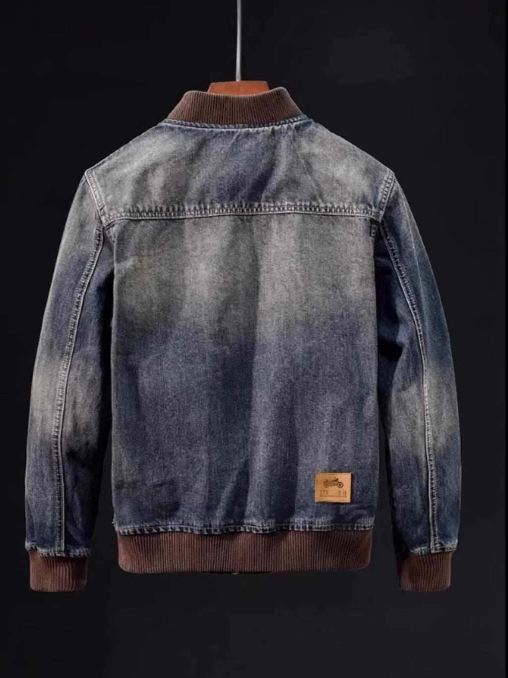 Button Up Washed Denim Bomber Jacket Plus Size